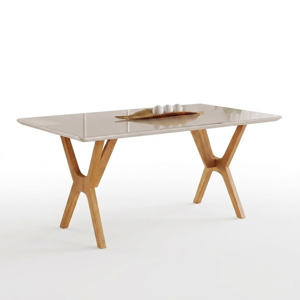 Mesa Essência 120 (C/Vidro) Cinamomo/Off White - JCM MOVELARIA - Imagem 2
