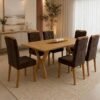 Mesa Essência 180 (S/Vidro) Cinamomo com 6 Cadeiras Las Vegas Veludo Marrom 17 – JCM MOVELARIA + OURO DECOR