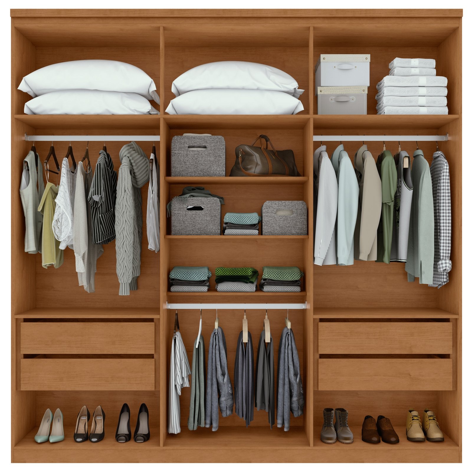 Guarda-Roupa 6 Portas Alonzo 2,30 m Amêndoa Clean/Off White - LOPAS - Imagem 2