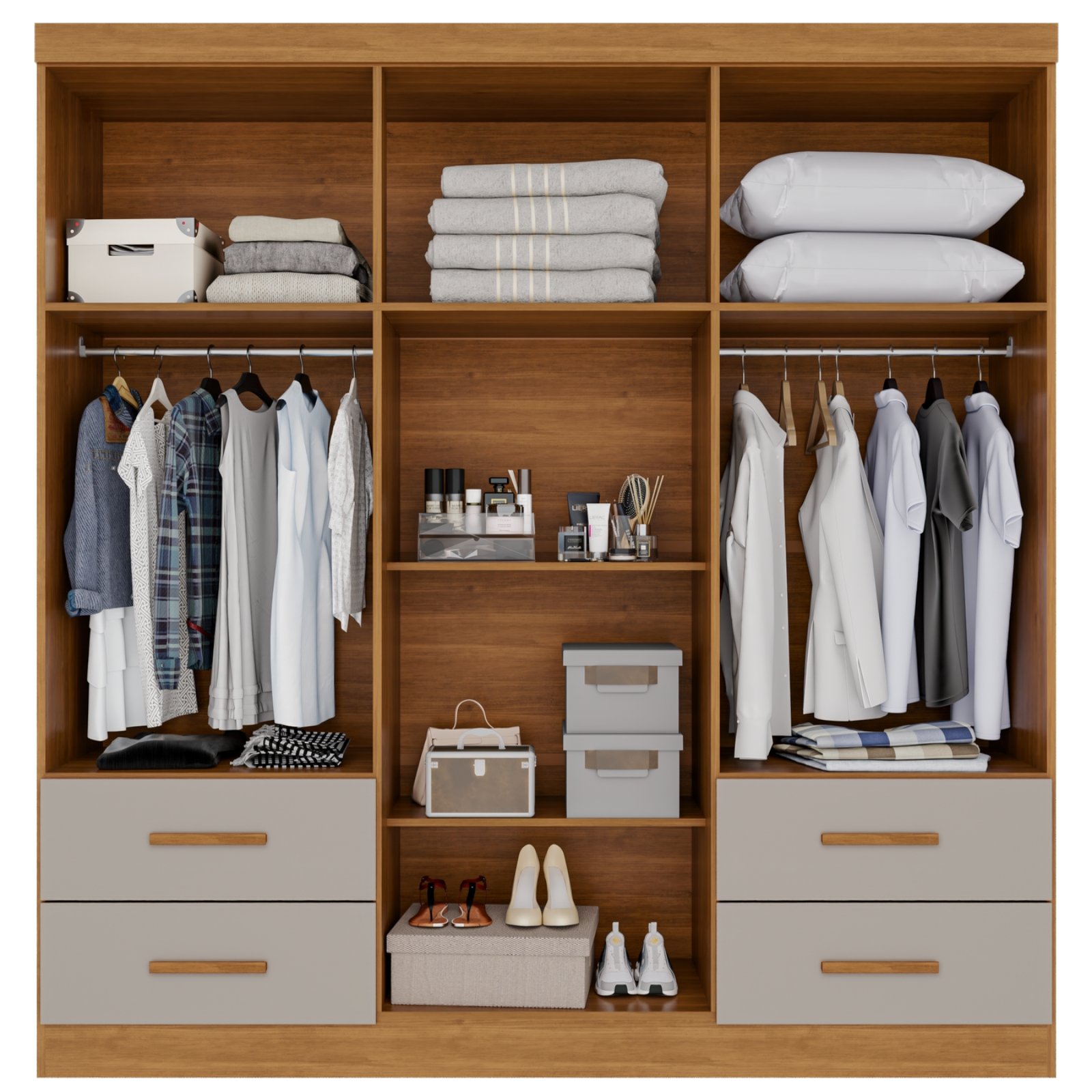 Guarda-Roupa 6 Portas Texas Premium 1,80 m Cinamomo/Off White - SALLÊTO - Imagem 2