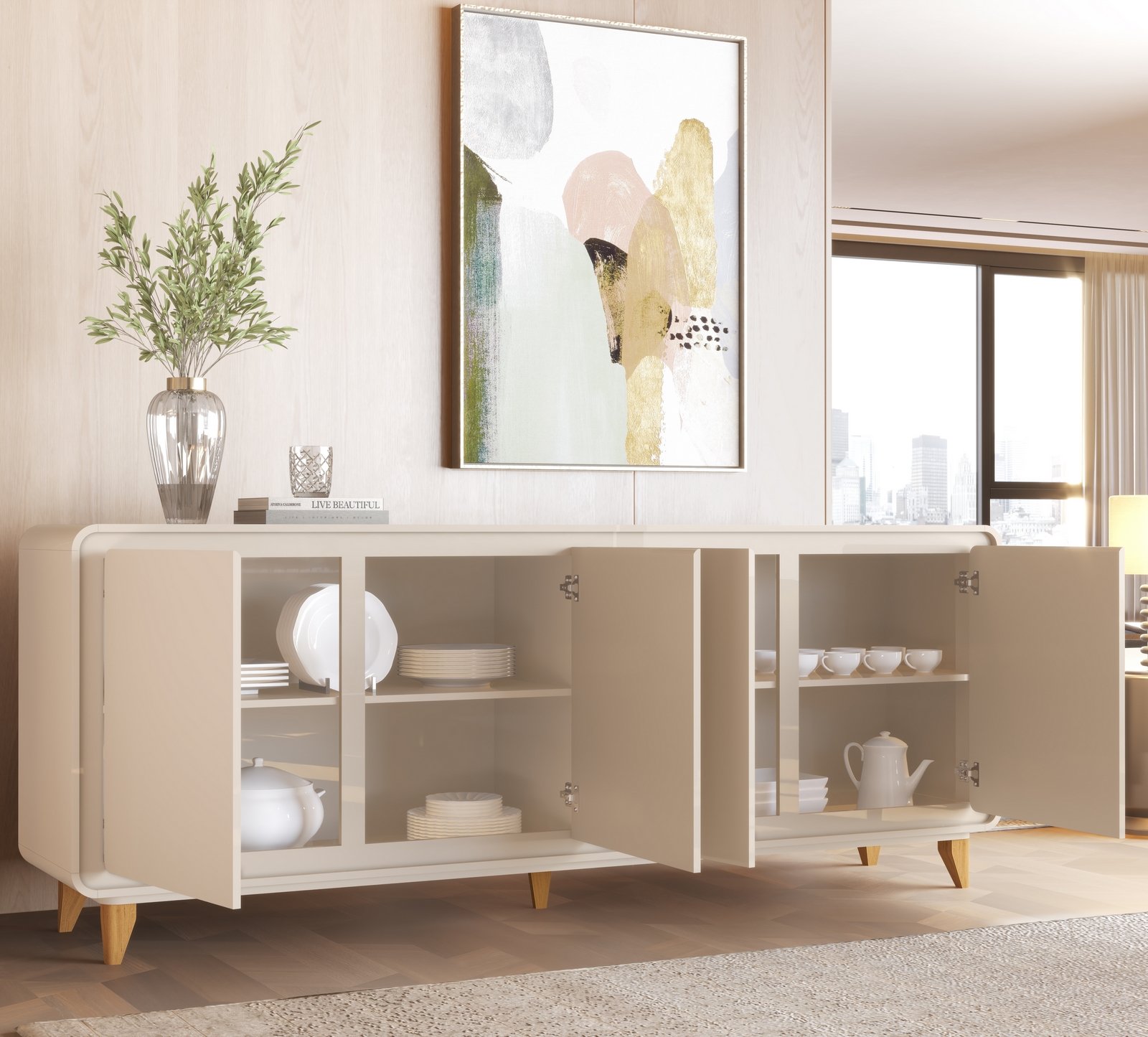 Buffet 4 Portas Liv Off White – EDN MÓVEIS - Imagem 2