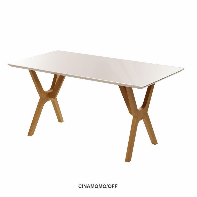 Mesa Essência 180 (C/Vidro) Cinamomo/Off White - JCM MOVELARIA - Imagem 3