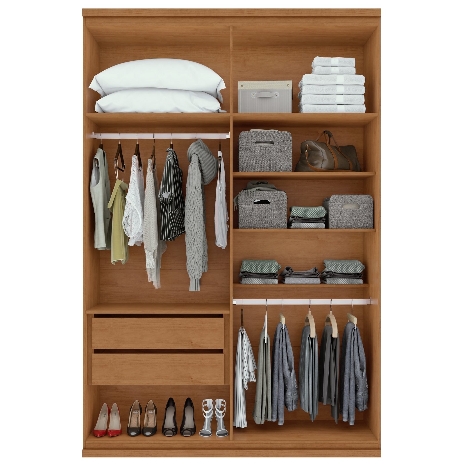 Guarda-Roupa 4 Portas Alonzo 1,54 m Amêndoa Clean/Off White - LOPAS - Imagem 2