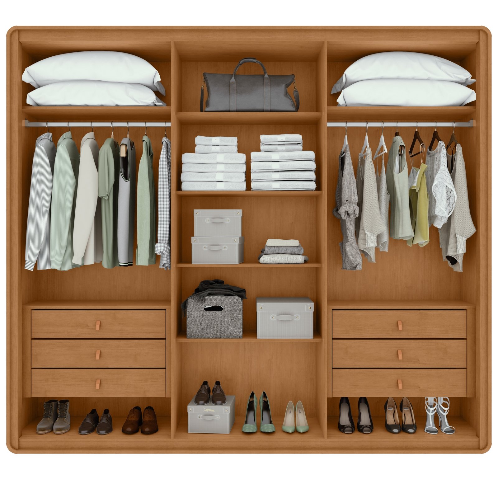 Guarda-Roupa 6 Portas Loop 2,70 m Amêndoa Clean/Off White - LOPAS - Imagem 2