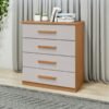 Cômoda 4 Gavetas Baião Amêndoa Clean/Off White - LOPAS