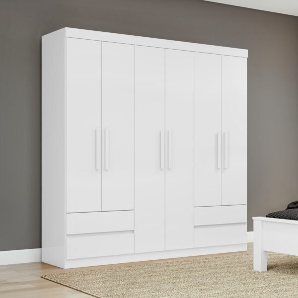 Guarda-Roupa 6 Portas Zeus 1,77 m Branco - LOPAS