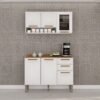 Armário Aéreo Vidro Fumê + Balcão New Valência Branco/Cinamomo - SALLÊTO
