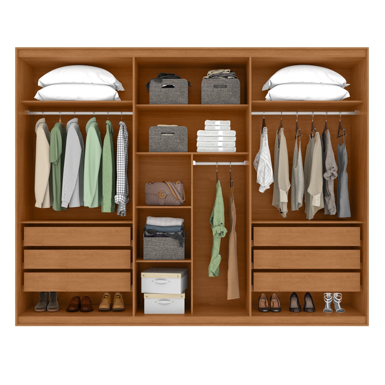 Guarda-Roupa 6 Portas Suavitá 2,70 m Amêndoa Clean/Off White - LOPAS - Imagem 2