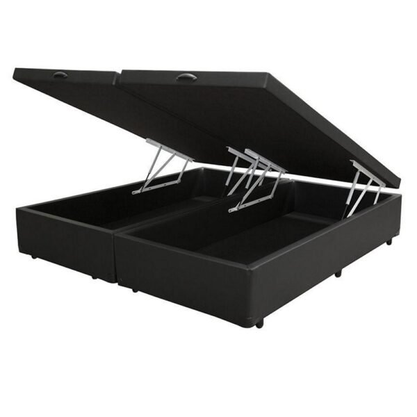 Base Box Queen Baú Corino Preto - BIOSTAR