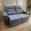 Sofá Retrátil e Reclinável Júnior 1,80 m Veludo Cinza Grafite 08 - IMPERIAL DECOR