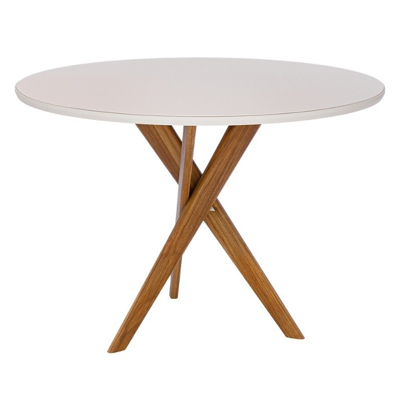 Mesa Redonda Cacau 109 (C/Vidro) Madeira/Off White - CIMOL - Imagem 5