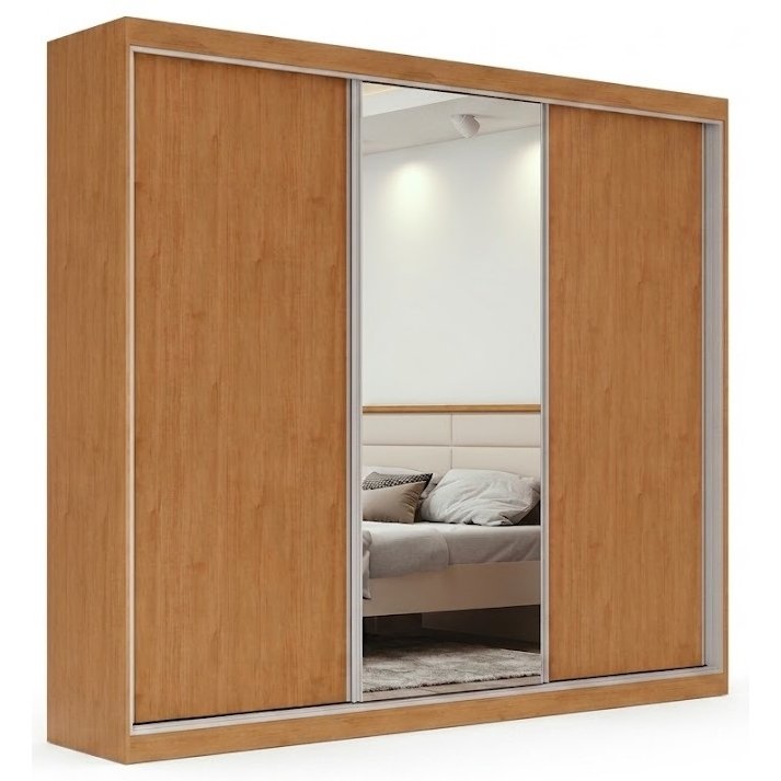 Guarda-Roupa 3 Portas Quadrix 2,30 m Amêndoa Clean/Off White/Amêndoa Clean – LOPAS - Imagem 12