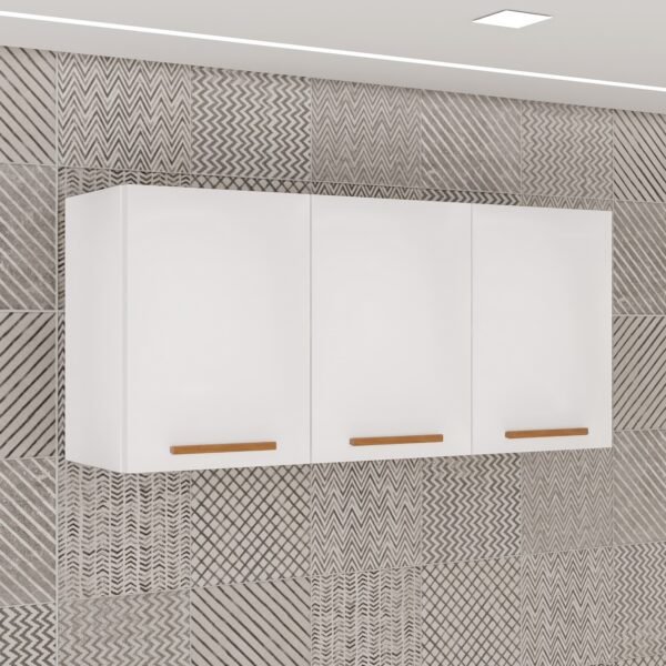 Armário Aéreo Triplo New Valência Branco/Cinamomo - SALLÊTO