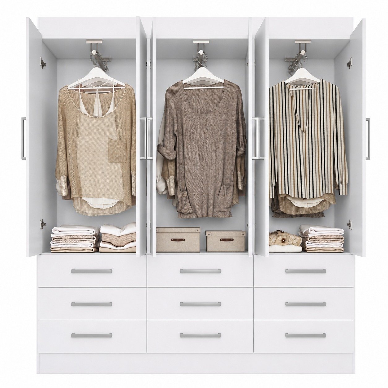 Guarda-Roupa 6 Portas Milão 1,50 m Branco - MÓVEIS CADORIN - Imagem 3