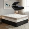Colchão Queen King Best 28 cm D28 Molas Ensacadas + Base Baú Corino Preto – ANJOS + BIOSTAR