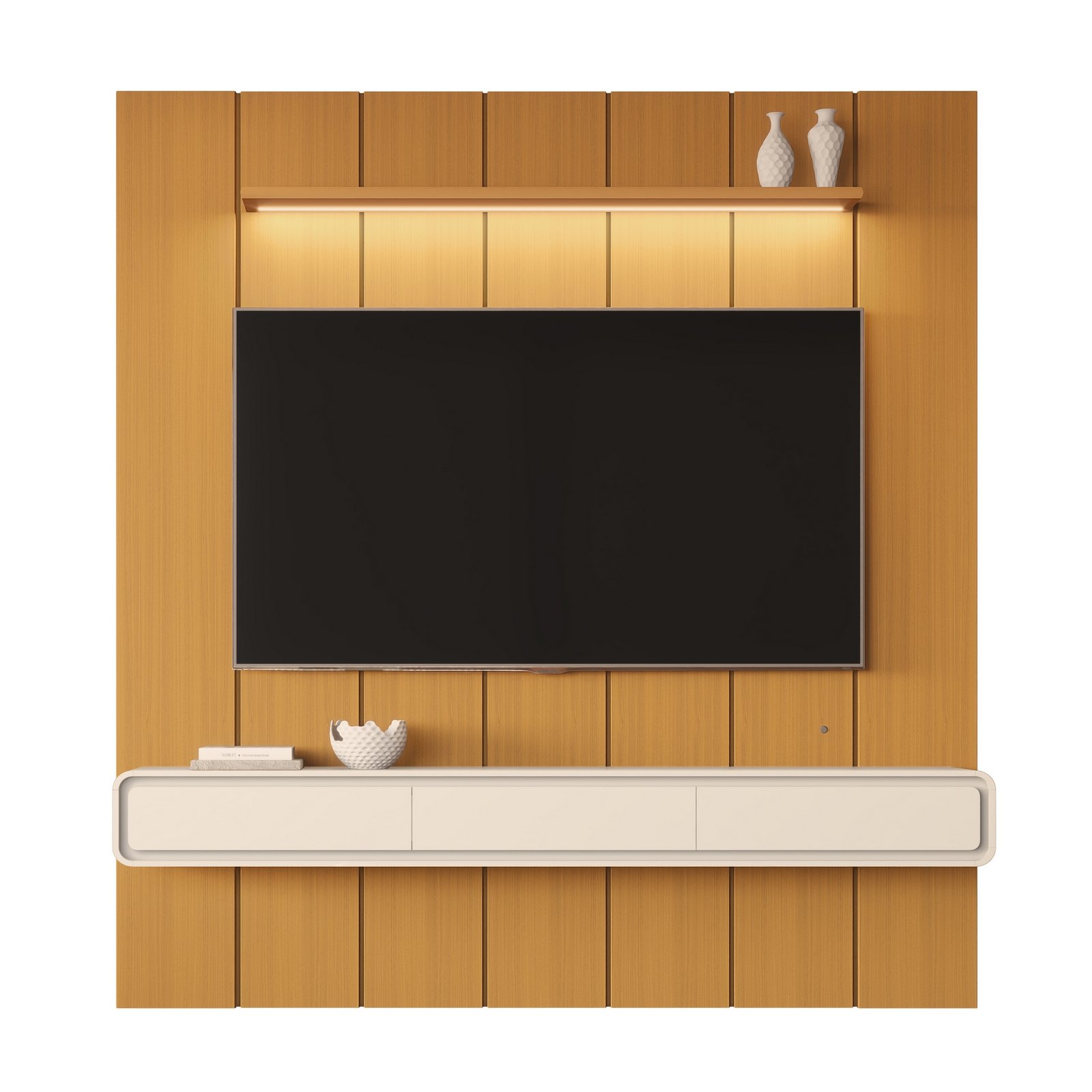 Painel até 75″ Lumi 2,19 m Cedro + Nicho Liv 2,18 m Off White – EDN MÓVEIS - Imagem 6