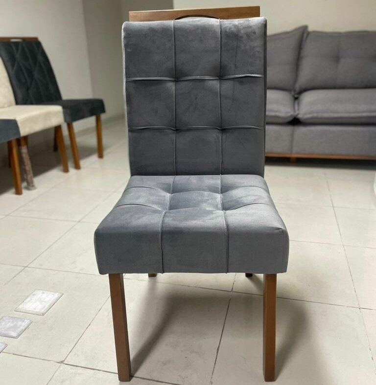 Mesa Graviola BA29 160 (S/Vidro) Canela com 6 Cadeiras Sophia Veludo Cinza Grafite – KAPPESBERG + WM DECOR - Imagem 2