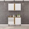 Armário Aéreo 2 Portas + Balcão Pérola 1,20 m Branco/Cinamomo  – SALLÊTO