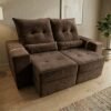 Sofá Retrátil e Reclinável Júnior 1,80 m Veludo Marrom 05 - IMPERIAL DECOR