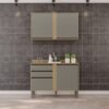 Armário Aéreo 2 Portas + Balcão Pérola 1,20 m Jequitibá/Granizo  – SALLÊTO