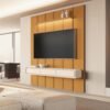 Painel até 75″ Lumi 1,88 m Cedro + Nicho Liv 1,80 Off White – EDN MÓVEIS