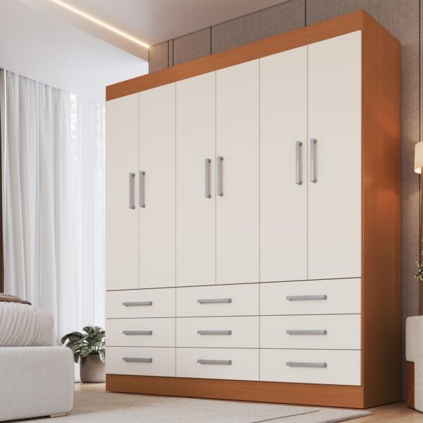 Guarda-Roupa 6 Portas Milão 1,50 m Cinamomo/Areia - MÓVEIS CADORIN