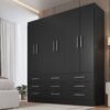 Guarda-Roupa 6 Portas Milão 1,50 m Preto - MÓVEIS CADORIN