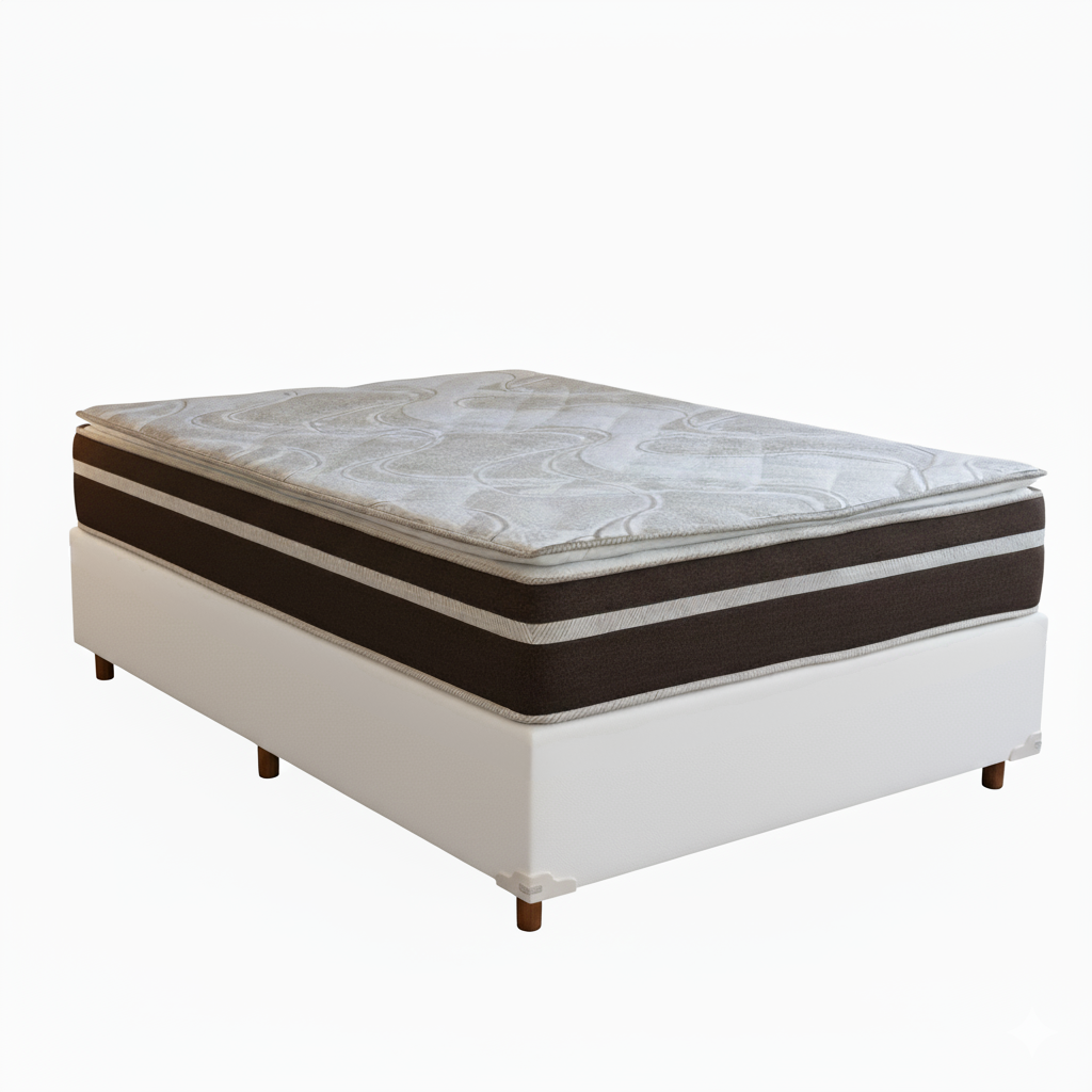 Colchão Casal Dom D33 + Base Box Simples Corino Branco – BIOSTAR/BIOFLEX - Imagem 2