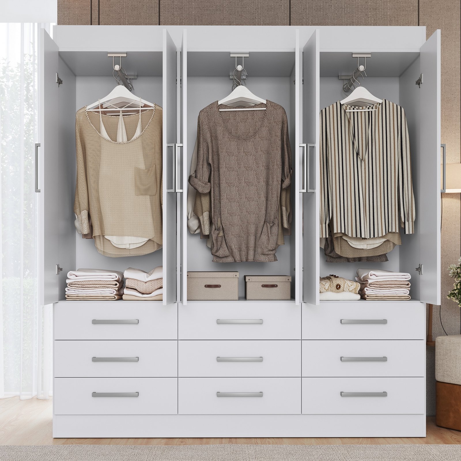 Guarda-Roupa 6 Portas Milão 1,50 m Branco - MÓVEIS CADORIN - Imagem 2