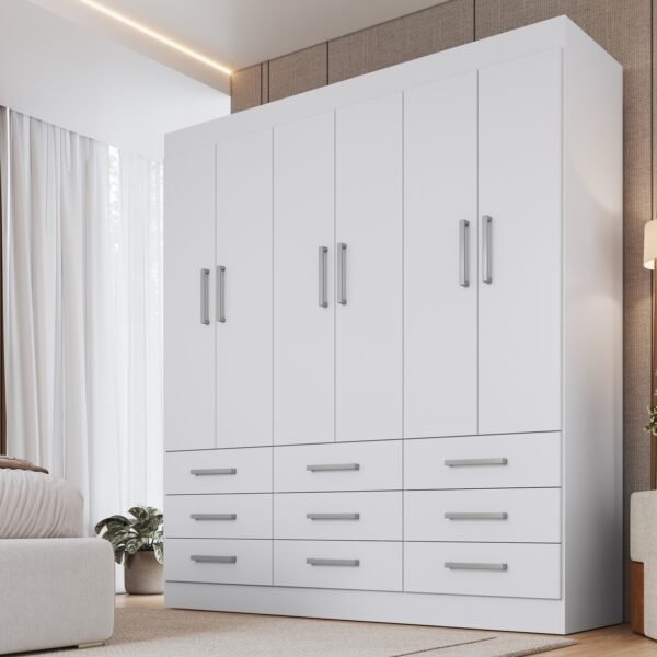 Guarda-Roupa 6 Portas Milão 1,50 m Branco - MÓVEIS CADORIN