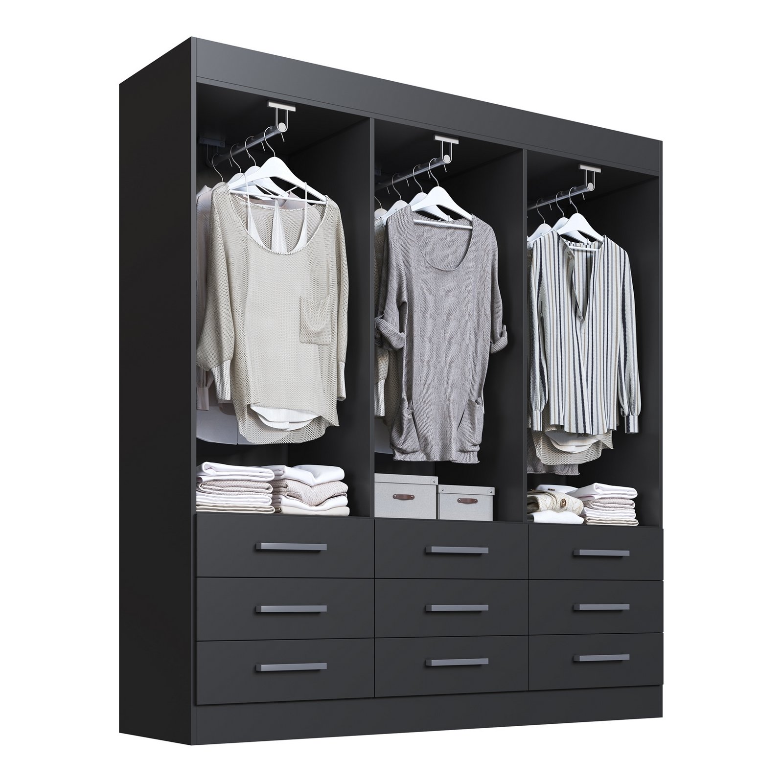 Guarda-Roupa 6 Portas Milão 1,50 m Preto - MÓVEIS CADORIN - Imagem 7