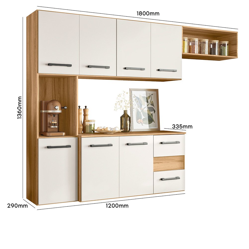 Cozinha Suspensa Juliete Freijó/Off White Cristal – NICIOLI - Imagem 3