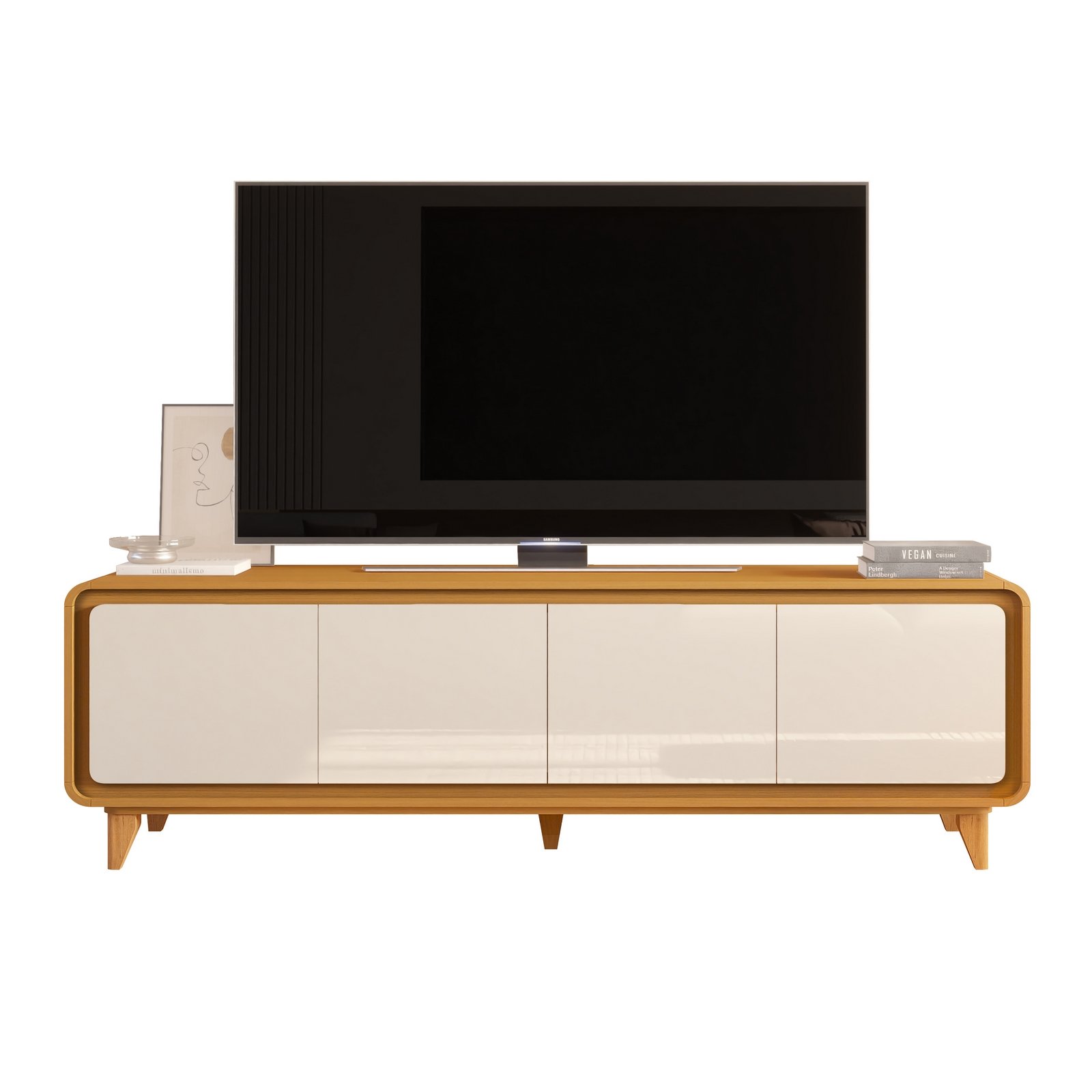 Rack até 75" Liv 1,80 m Cedro/Off White - EDN MÓVEIS - Imagem 6