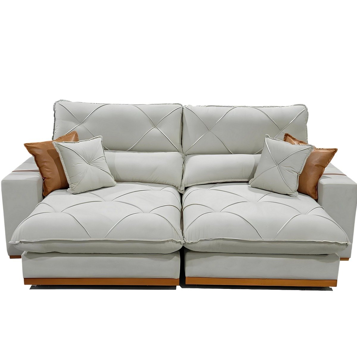 Sofá Retrátil e Reclinável Grambelo/Gran Bello 2,30 m Veludo Bege 01 – D SALA DECOR ESTOFADOS - Imagem 2