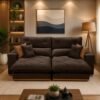 Sofá Retrátil e Reclinável Grambelo/Gran Bello 2,30 m Veludo Marrom 02 – D SALA DECOR ESTOFADOS