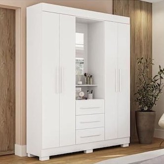 Guarda-Roupa Capelinha Emily Gold 1,64 m Branco – ACP MÓVEIS