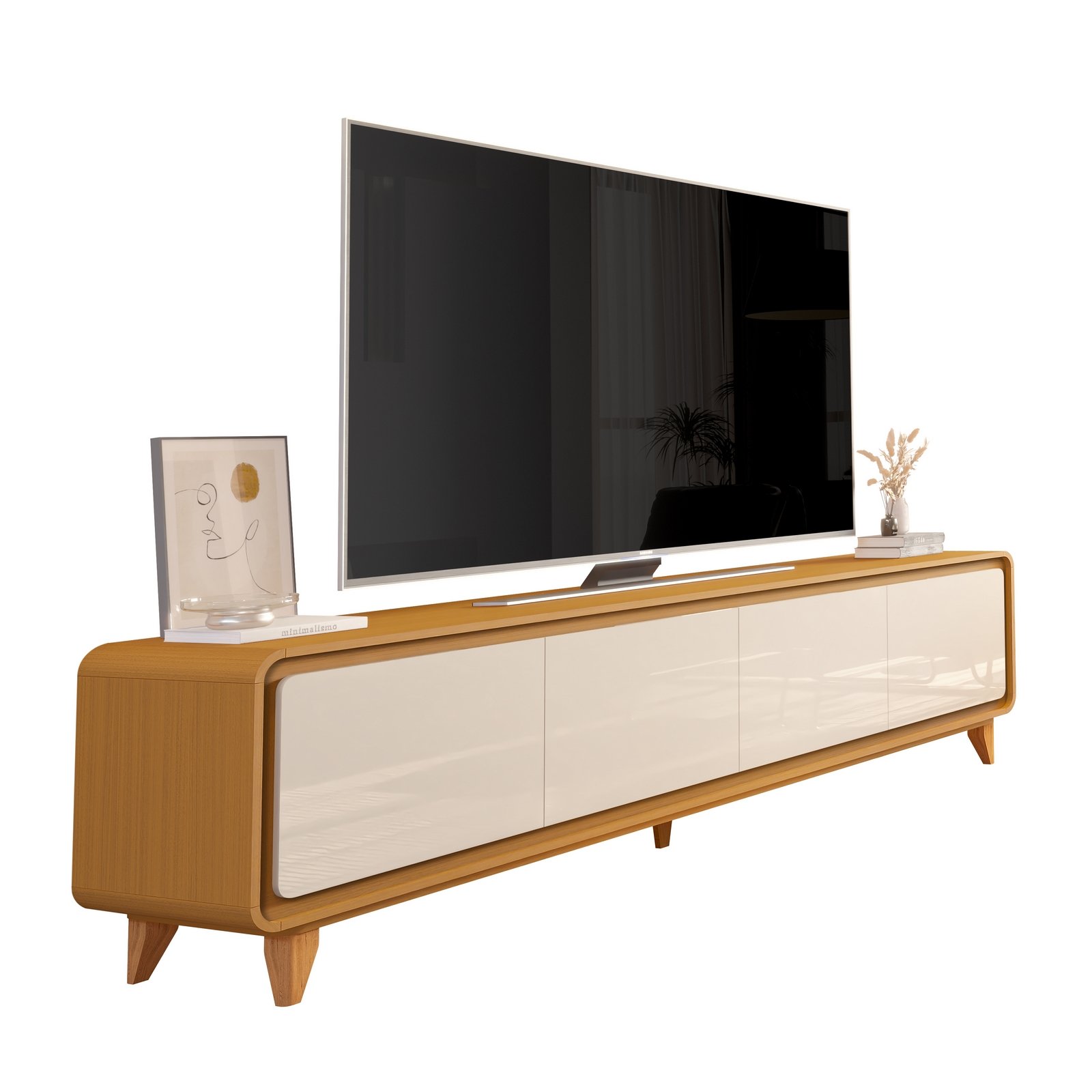 Rack até 75" Liv 2,18 m Cedro/Off White - EDN MÓVEIS - Imagem 4