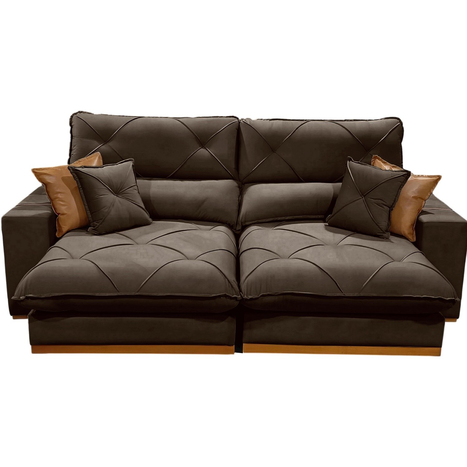 Sofá Retrátil e Reclinável Grambelo/Gran Bello 2,00 m Veludo Marrom 02 – D SALA DECOR ESTOFADOS - Imagem 2