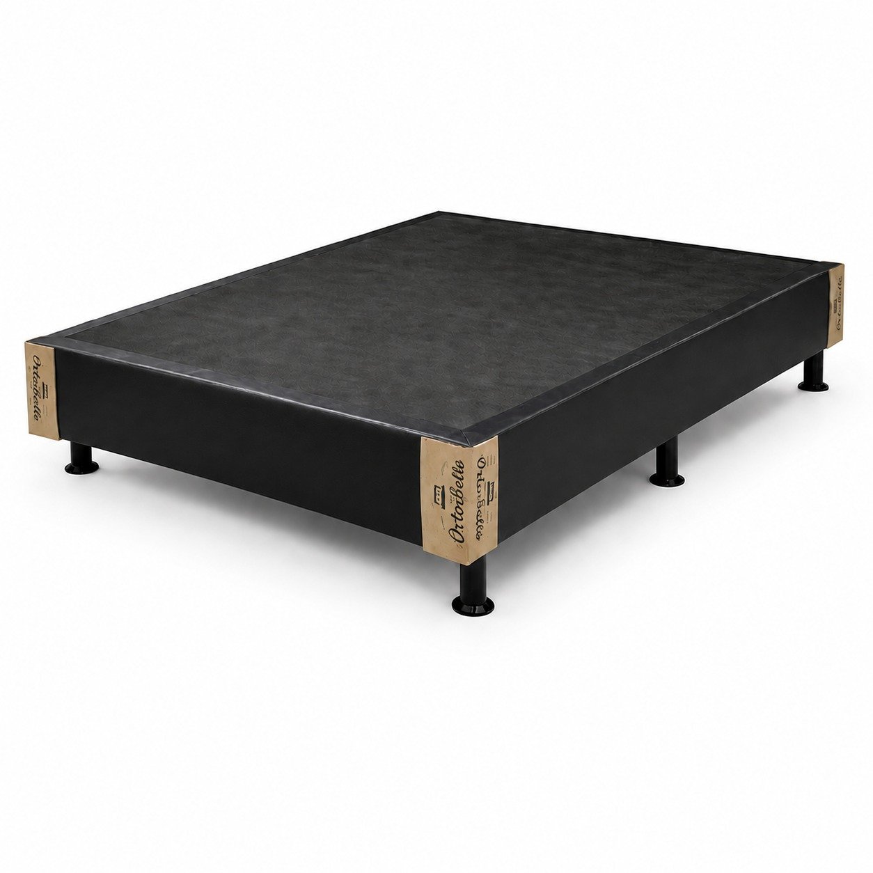 Base Box Casal Simples Corino Preto – ORTOBELLO - Imagem 2