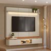 Painel Home até 70" Ferrara Canela/Off White Fosco - LINEA BRASIL