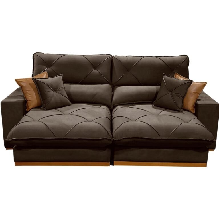 Sofá Retrátil e Reclinável Grambelo/Gran Bello 2,30 m Veludo Marrom 02 – D SALA DECOR ESTOFADOS - Imagem 2