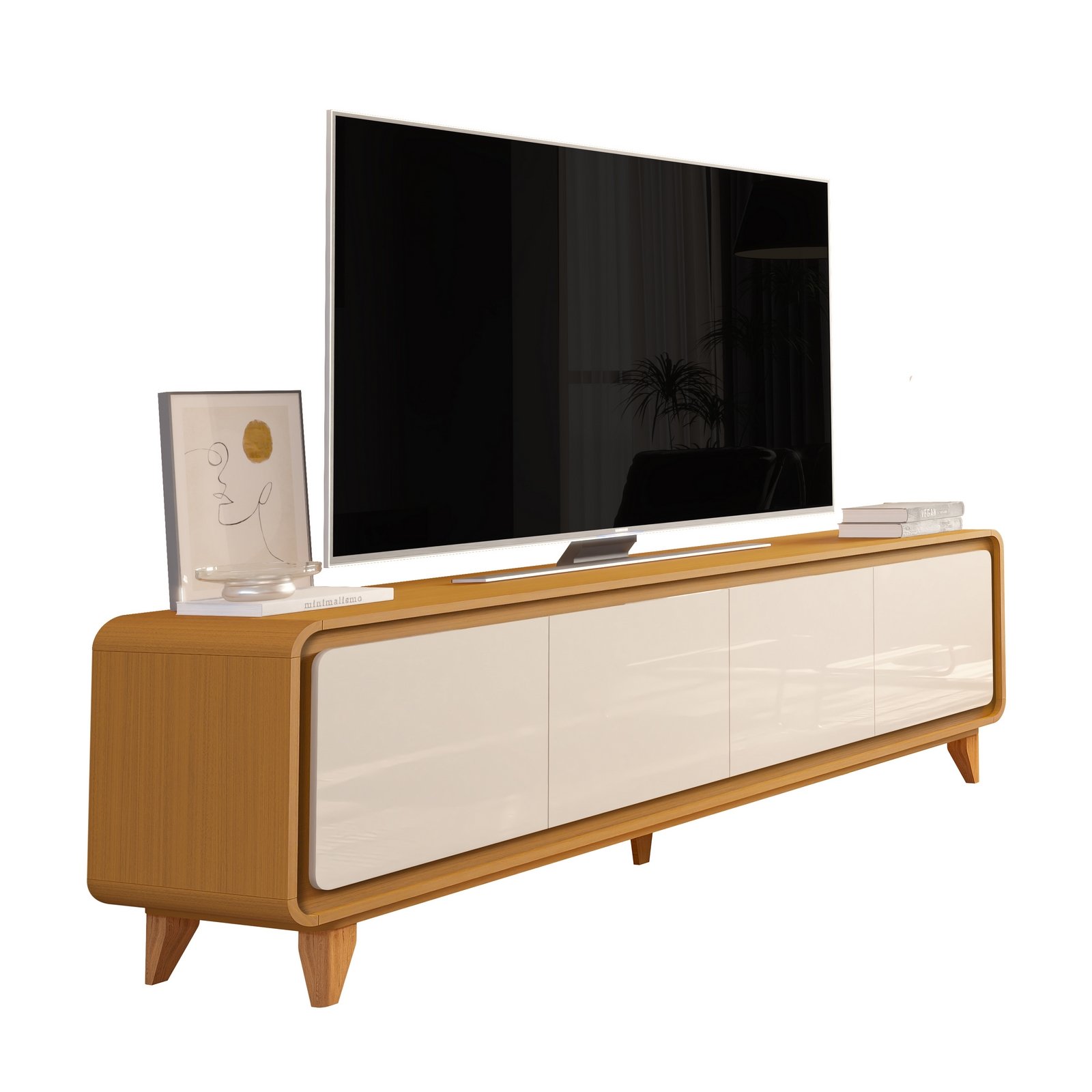 Rack até 75" Liv 1,80 m Cedro/Off White - EDN MÓVEIS - Imagem 4