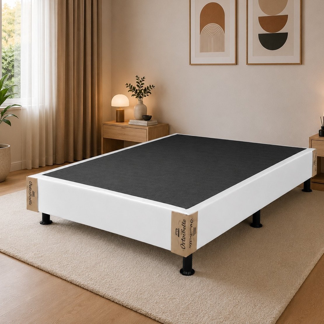 Base Box Casal Simples Corino Branco – ORTOBELLO