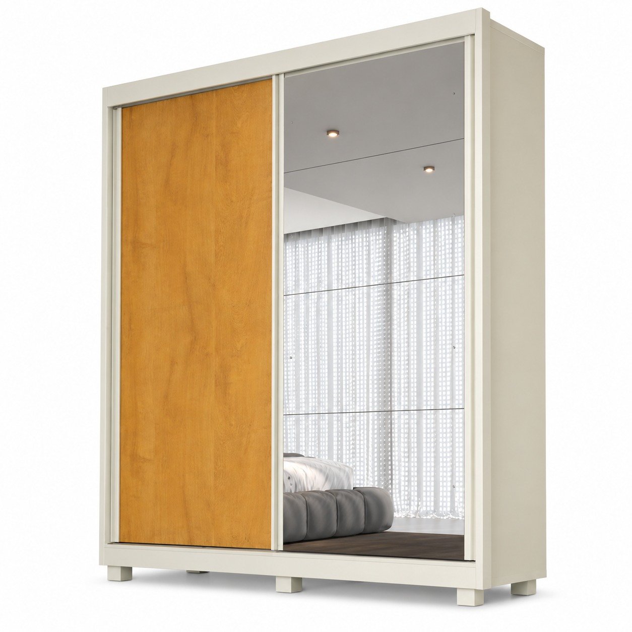 Guarda-Roupa 2 Portas Supreme 1,515 m Off White/Peroba/Off White – MÓVEIS EUROPA - Imagem 7