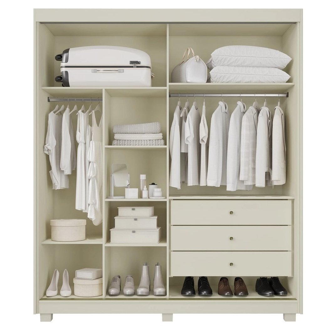 Guarda-Roupa 2 Portas Supreme 1,515 m Off White/Peroba/Off White – MÓVEIS EUROPA - Imagem 2