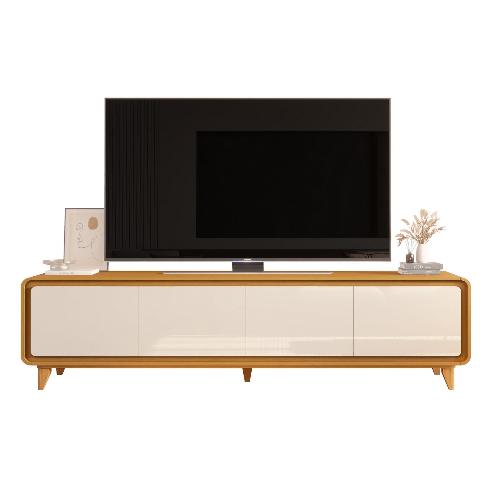 Rack até 75" Liv 2,18 m Cedro/Off White - EDN MÓVEIS - Imagem 6