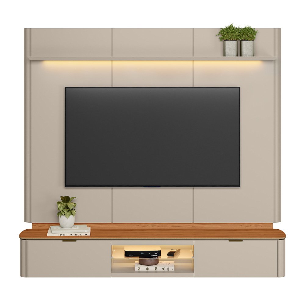 Painel Home até 70" Ferrara Canela/Off White Fosco - LINEA BRASIL - Imagem 5