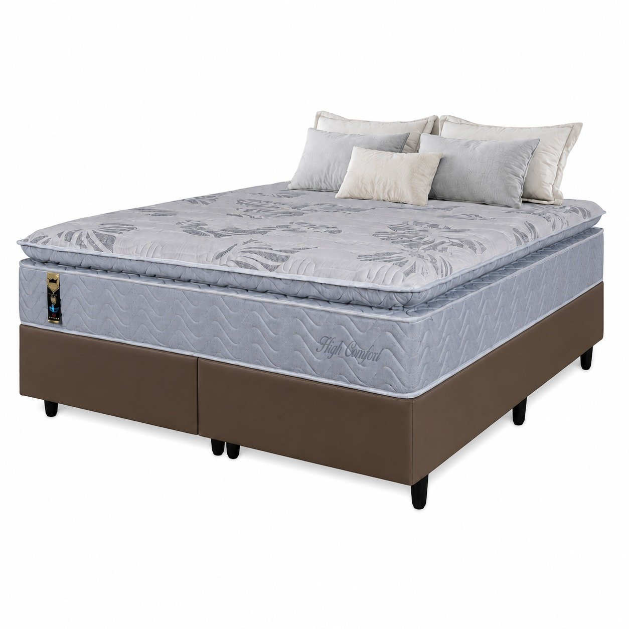 Colchão Queen High Comfort 34 cm D28 Molas Ensacadas + Base Simples Corino Marrom – KING KONFORT COLCHÕES + BIOSTAR - Imagem 2