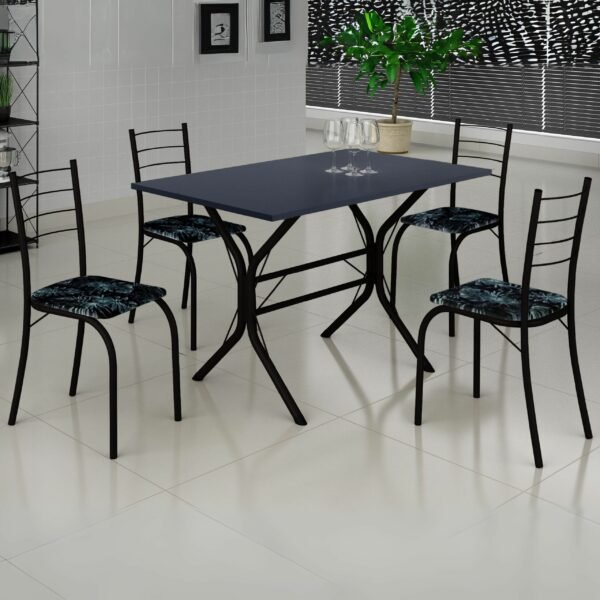 Mesa 4 Cadeiras Cabo Frio 100x60 Preto/Grafite – TEIXEIRA