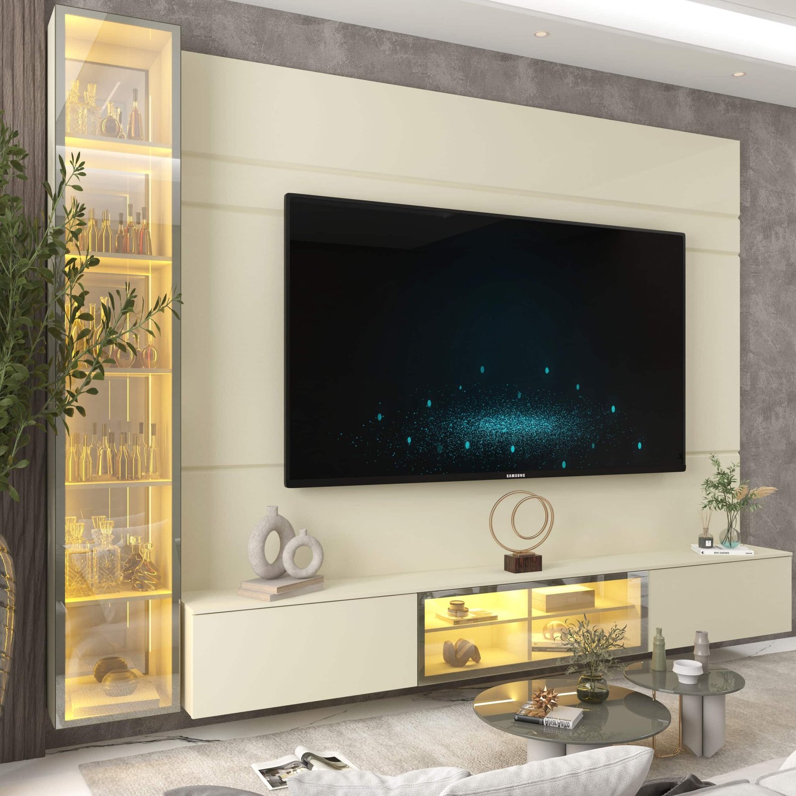 Home Suspenso até 85″ Luminare Reflecta com Uma Torre 255 Off White – GELIUS (ESPECIAL)